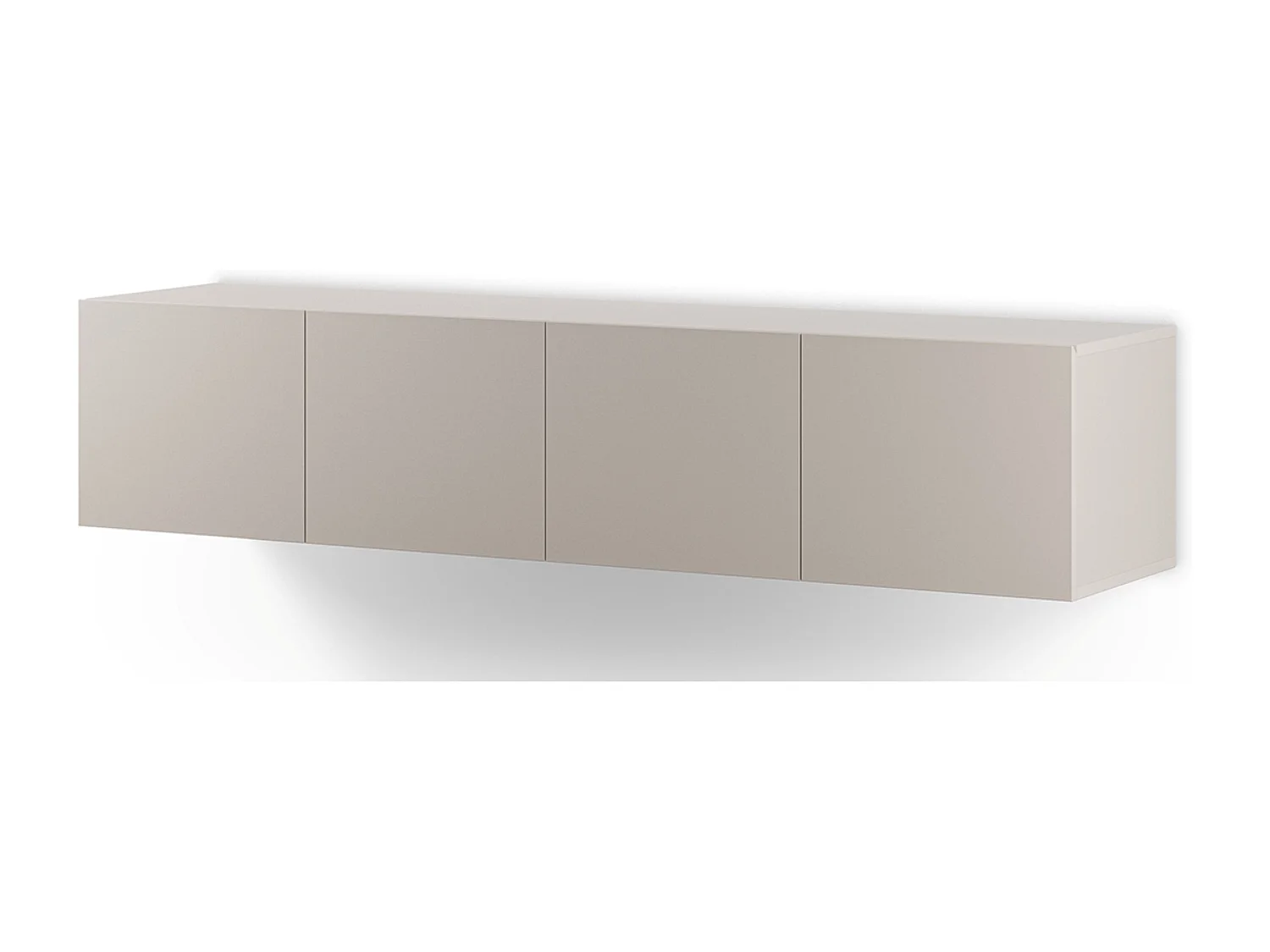 Meuble TV, Meuble de salon avec 4 portes aspect bois coloris crème - Longueur 180 x Profondeur 35 x Hauteur 38 cm