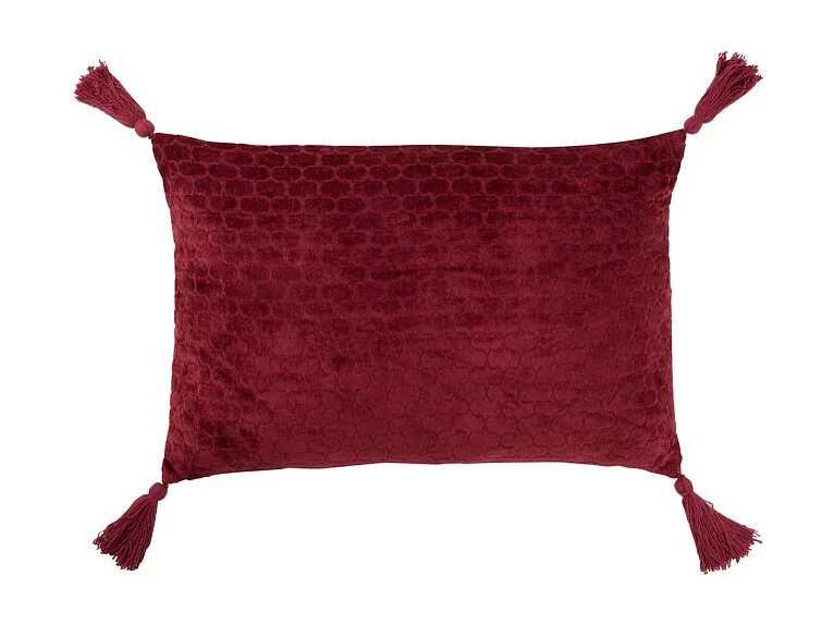 Cojín rectangular con patrones y flechas en algodón rojo oscuro de 60x40cm