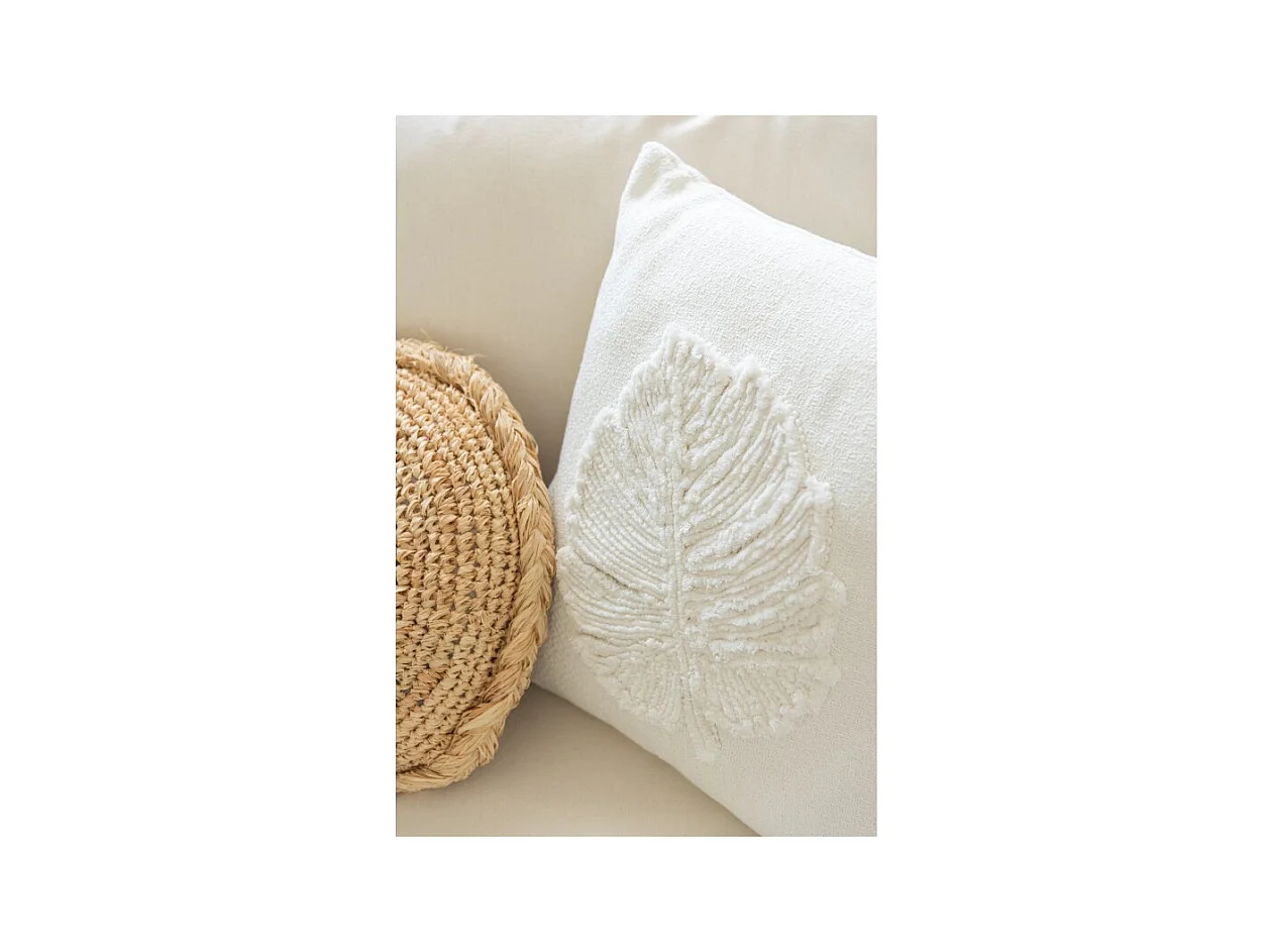 Cojín cuadrado de finas hojas de poliéster blanco de 40x40cm