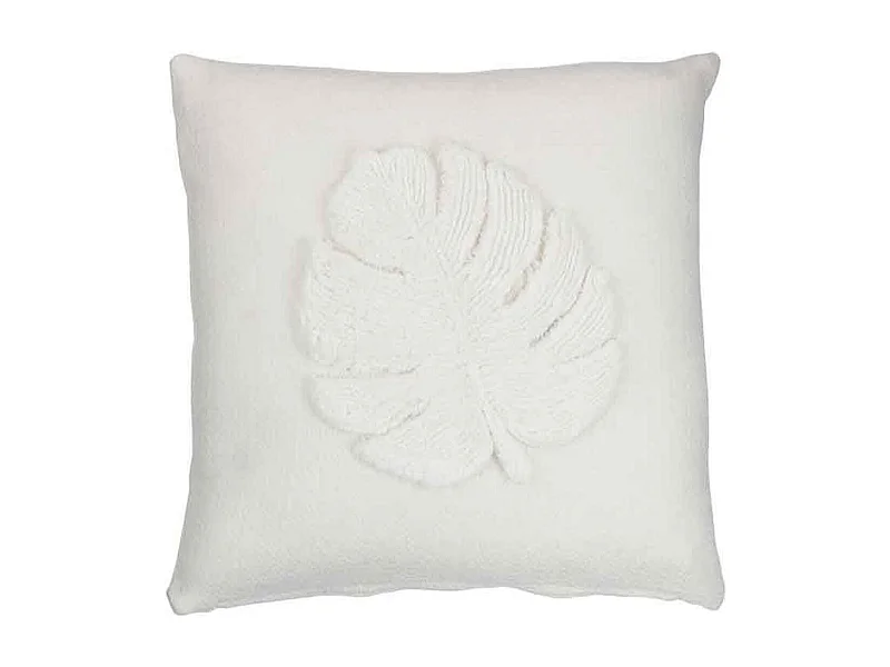 Cuscino quadrato foglie sottili in poliestere bianco 40x40cm