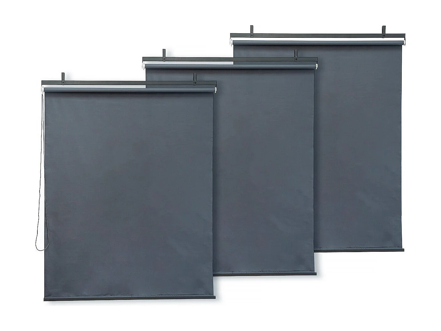 Lot de 3 stores rétractables pergola - 124 x 225 cm - Gris anthracite