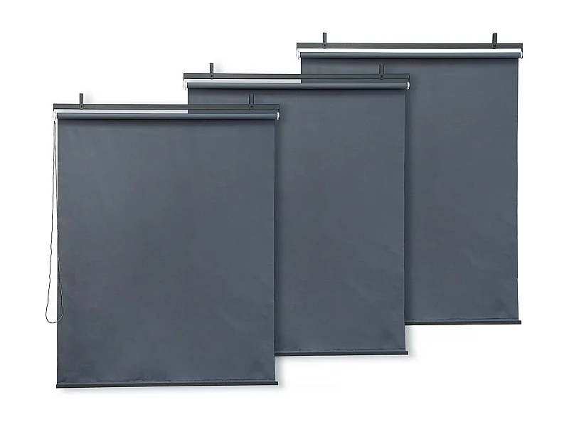 Juego de 3 carretes metálicos retráctiles - 124,5 x 225 cm - Antracita