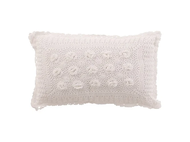 Cojín rectangular con encaje de algodón blanco 51x30cm