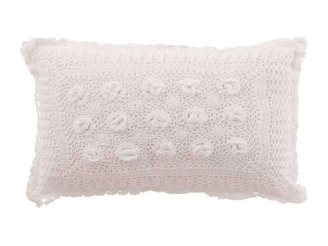 Cuscino rettangolare con pizzo di cotone bianco 51x30cm