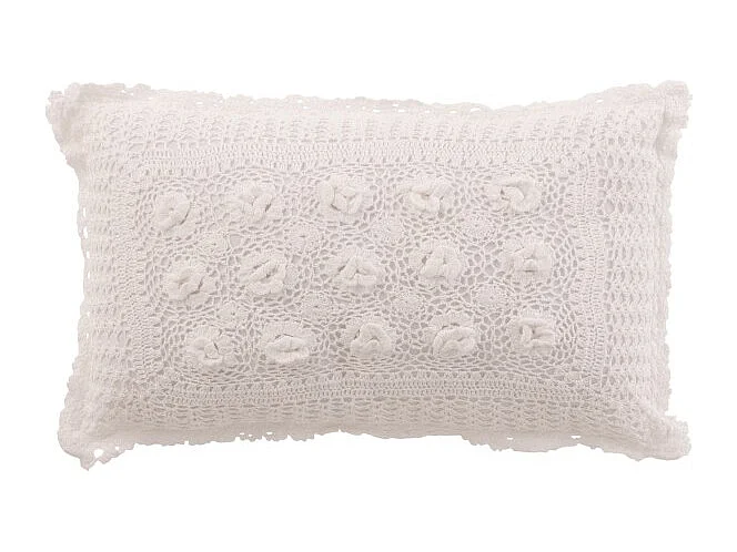 Coussin Déco "Dentelles" 30x50cm Blanc