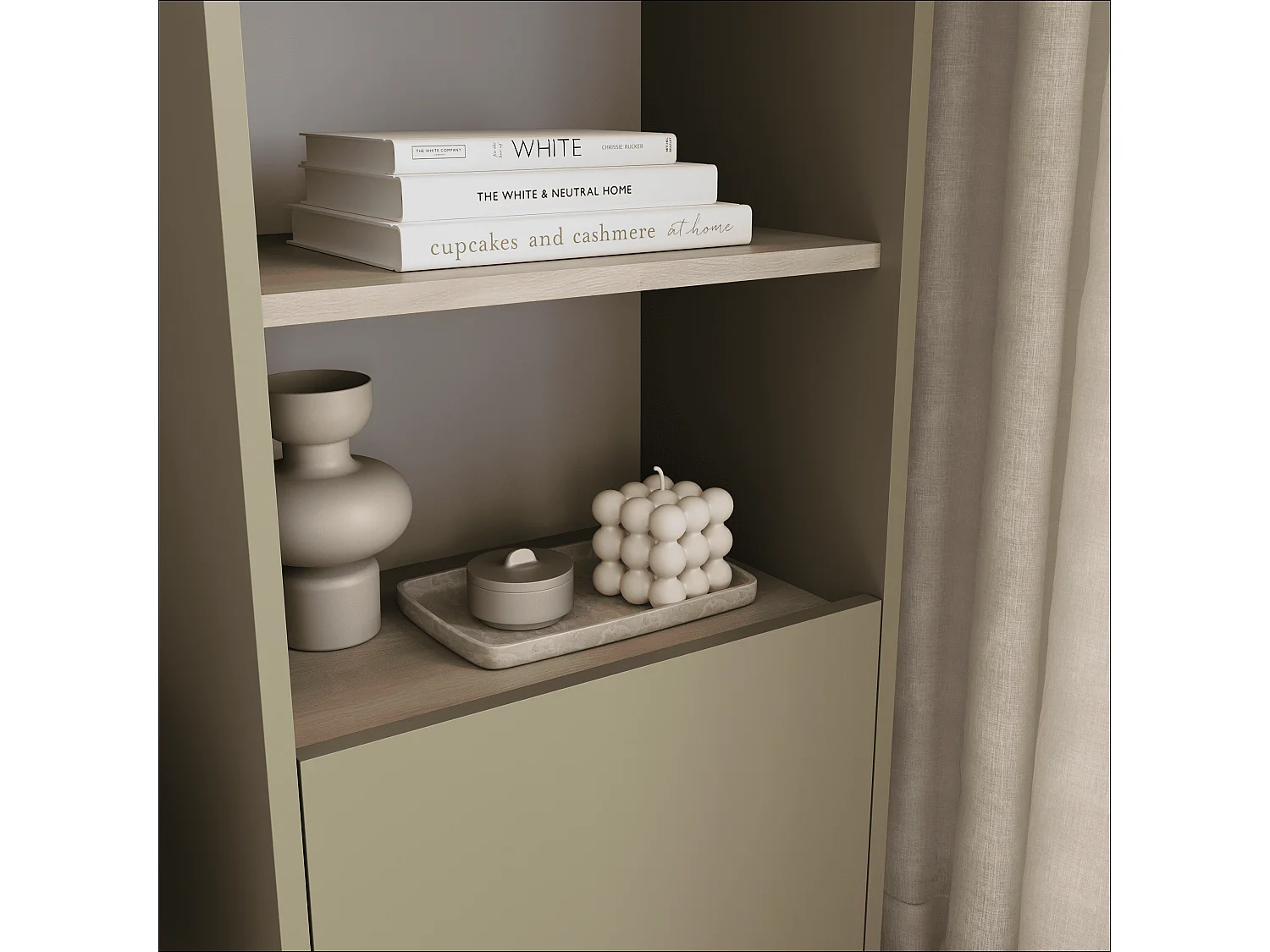 Étagère 50 x 35 x 173 cm - Étagère sur pied avec compartiments ouverts et portes - Bibliothèque - Pieds en métal - Plaque Egger - Salon ou bureau - Mat