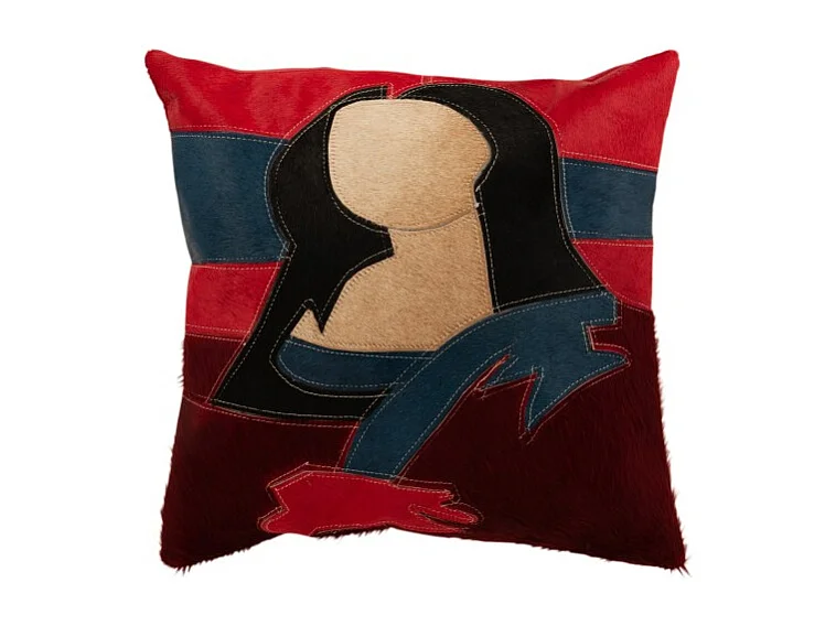 Coussin Déco en Cuir "Femme" 45x45cm Rouge