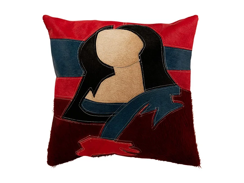 Coussin Déco en Cuir "Femme" 45x45cm Rouge