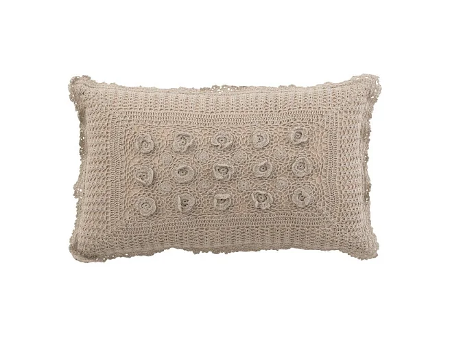 Coussin Déco "Dentelles" 30x50cm Taupe