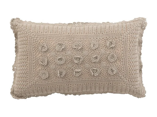 Coussin Déco "Dentelles" 30x50cm Taupe