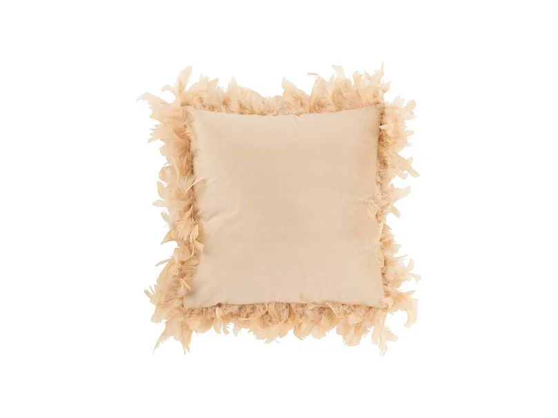 Coussin Déco "Plumes" 45cm Rose Beige