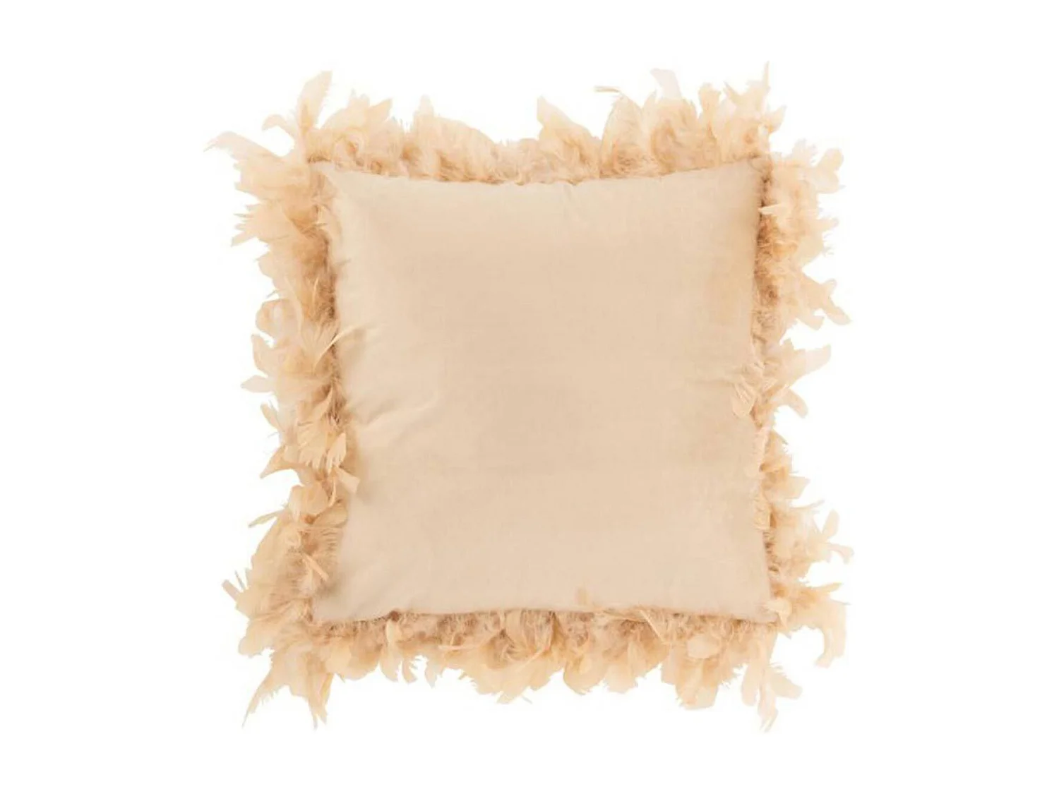 Cuscino quadrato con bordi piumati in poliestere rosa beige 45x45 cm