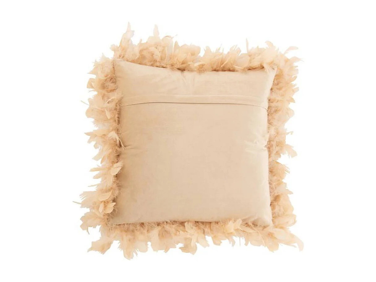 Cuscino quadrato con bordi piumati in poliestere rosa beige 45x45 cm