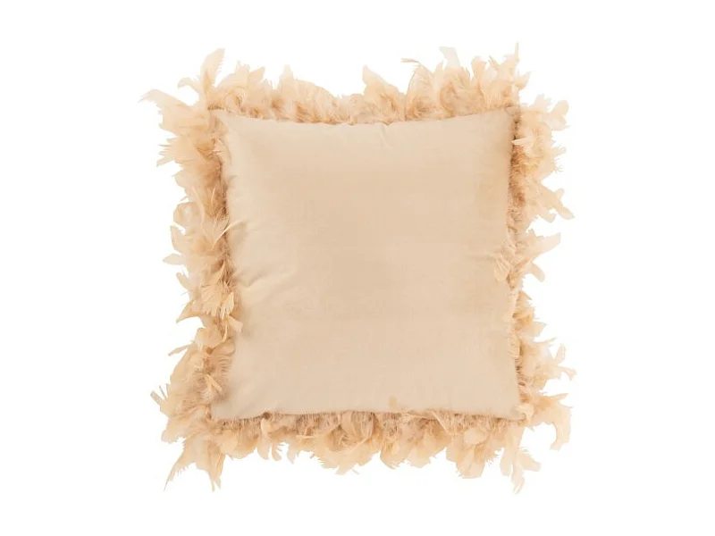 Coussin Déco "Plumes" 45cm Rose Beige