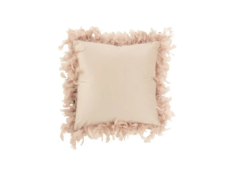 Coussin Déco "Plumes" 45cm Rose Poudré