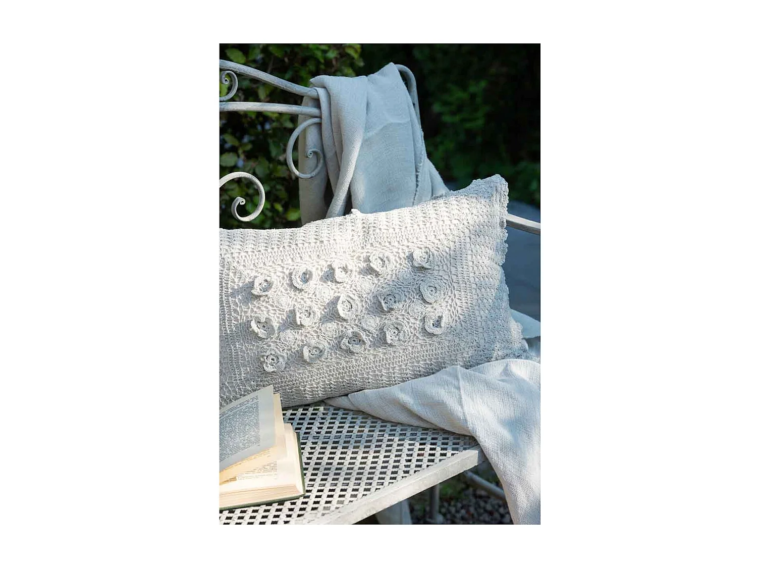 Coussin Déco "Dentelles" 30x50cm Bleu