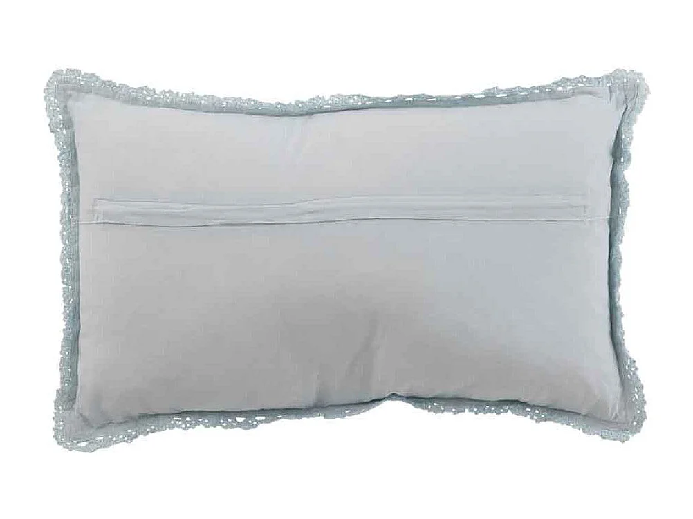 Cuscino rettangolare con pizzi in cotone blu 51x30 cm