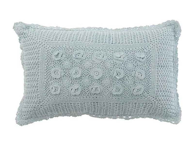 Coussin Déco "Dentelles" 30x50cm Bleu