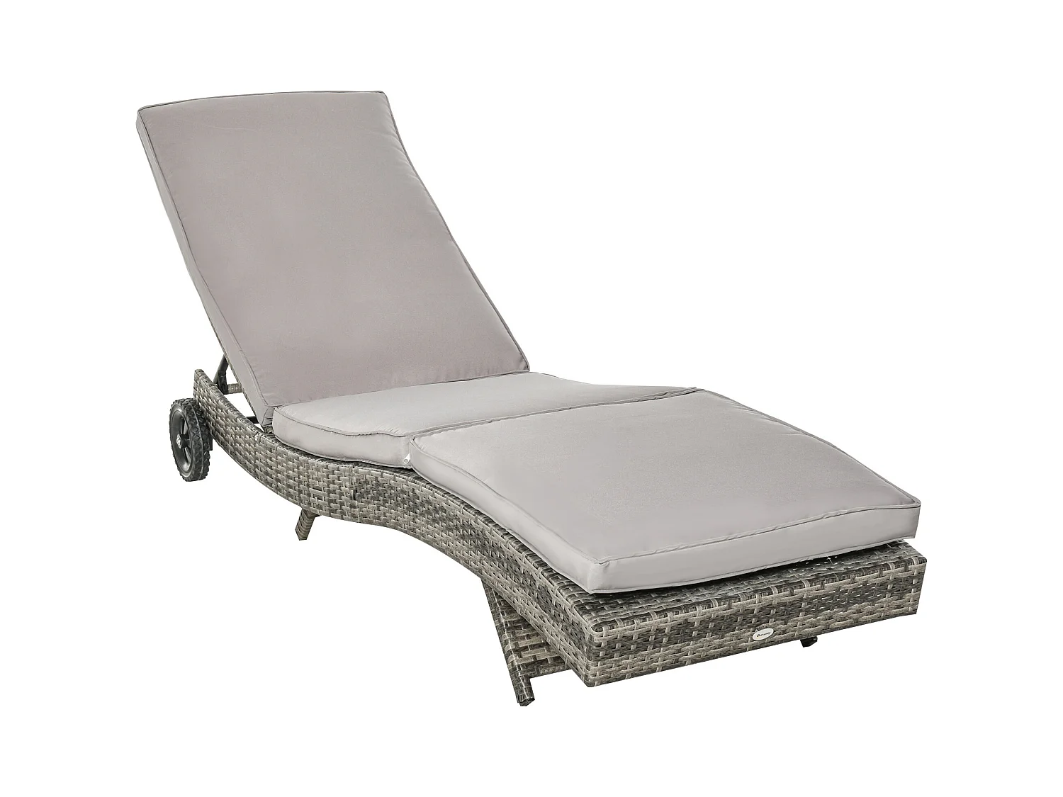 Sdraio da giardino con schienale reclinabile in rattan grigio