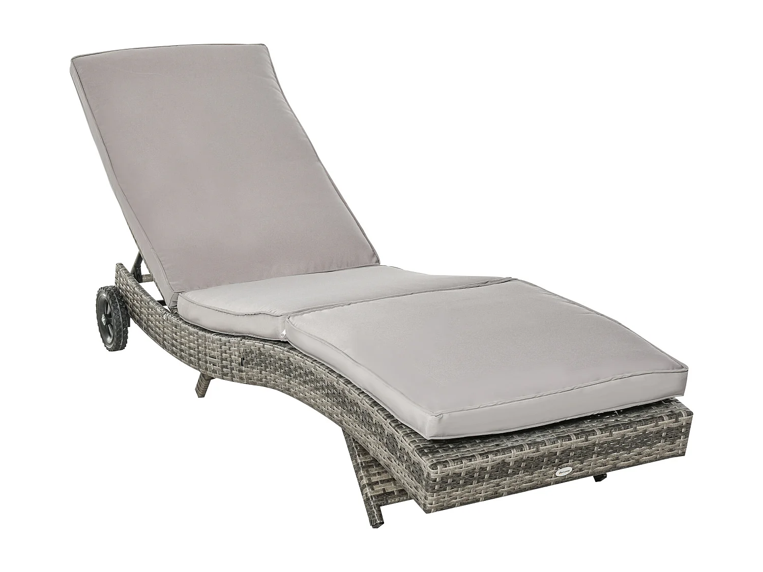 Sdraio da giardino con schienale reclinabile in rattan grigio