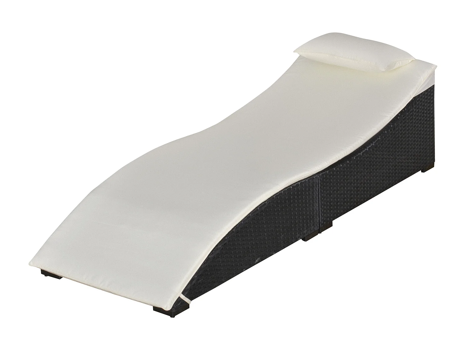 Lettino prendisole pieghevole con cuscino in rattan pe nero