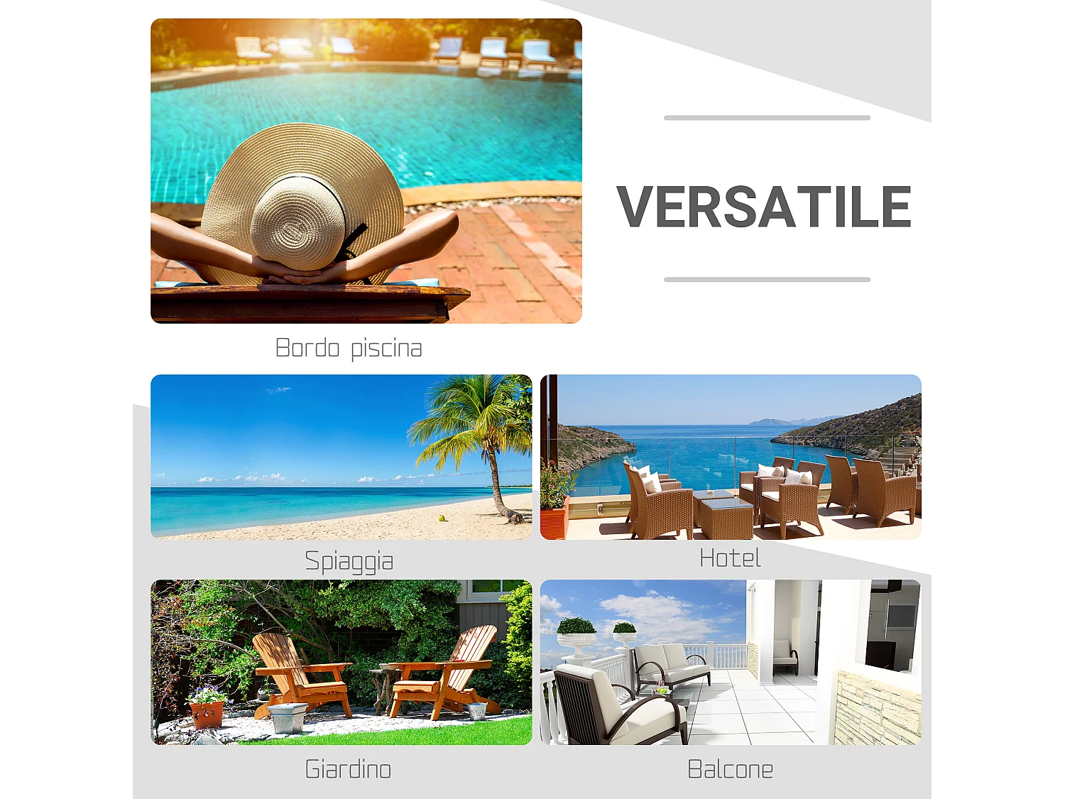 Lettino prendisole a 2 posti sdraio in acciaio e rattan marrone