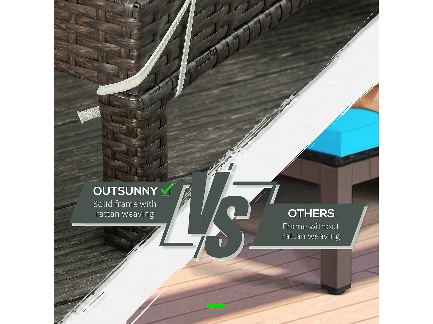 Lettino prendisole a 2 posti sdraio in acciaio e rattan marrone