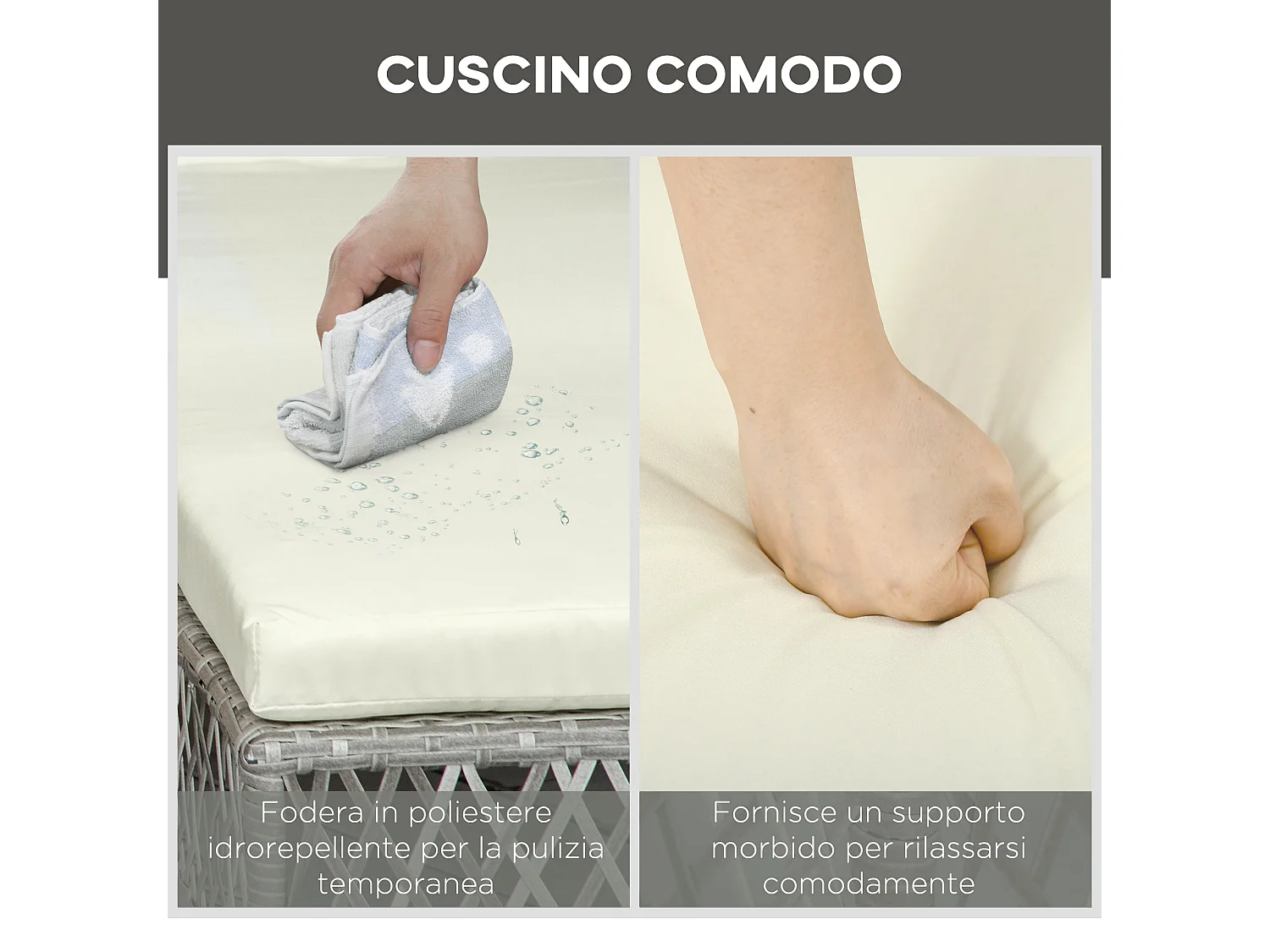 Set da giardino 2 pz in rattan chaise longue e tavolino