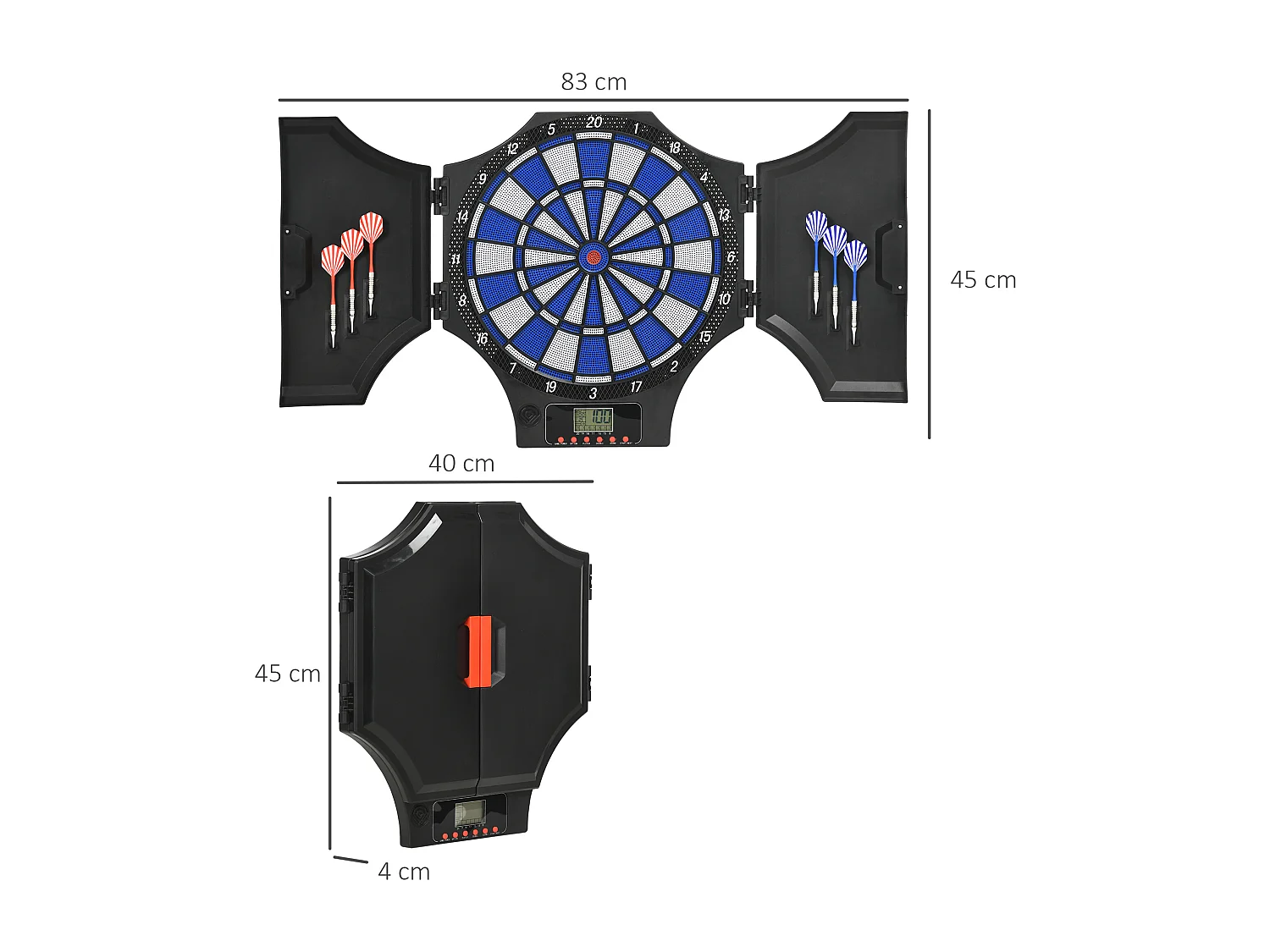 Bersaglio freccette elettronico in pp con 6 freccette