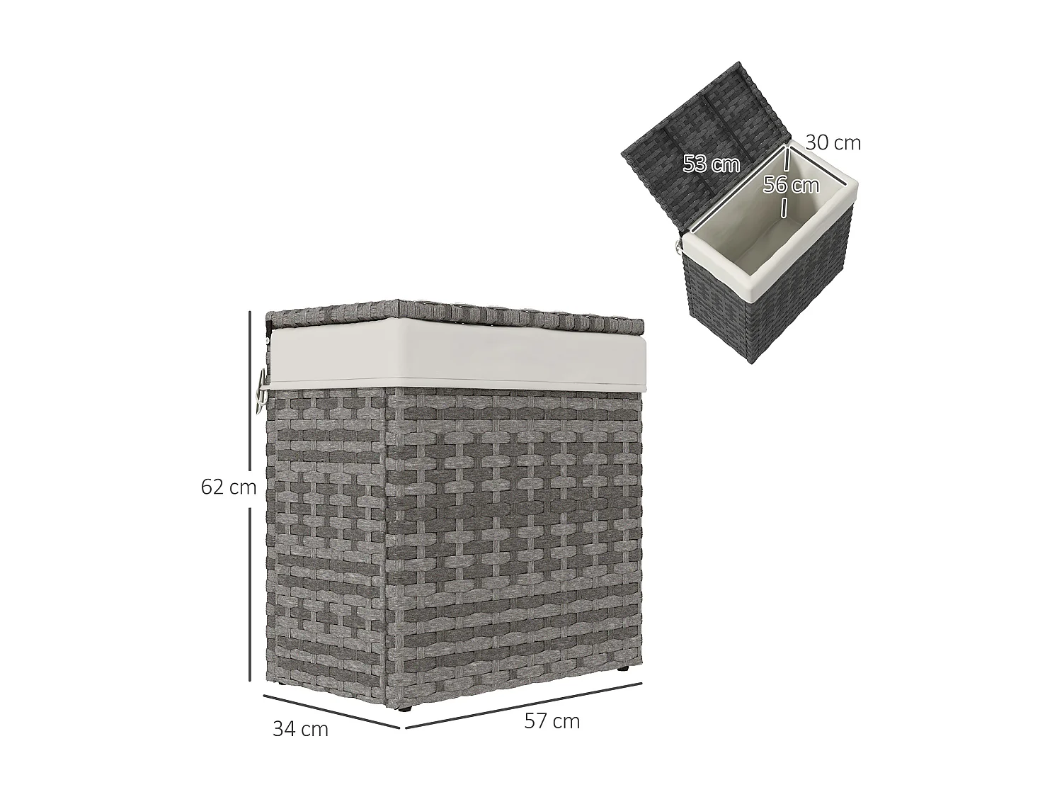 Cesta contenitore da giardino con tessuto in rattan pe grigio