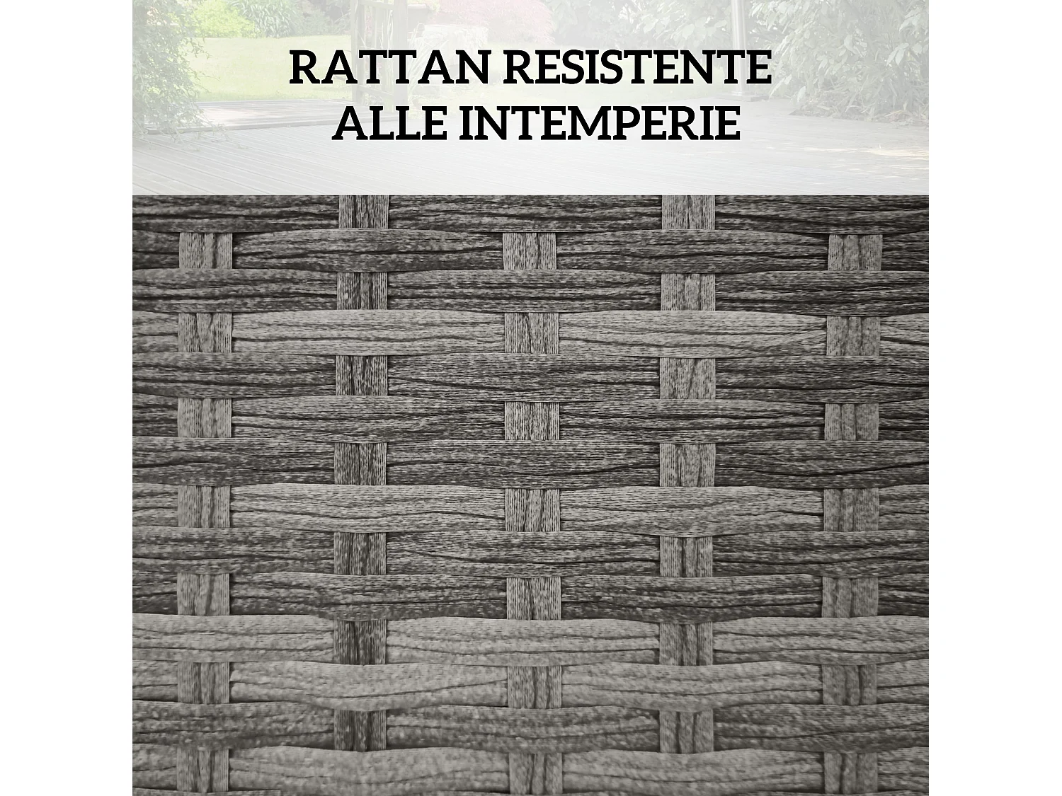 Cesta contenitore da giardino con tessuto in rattan pe grigio