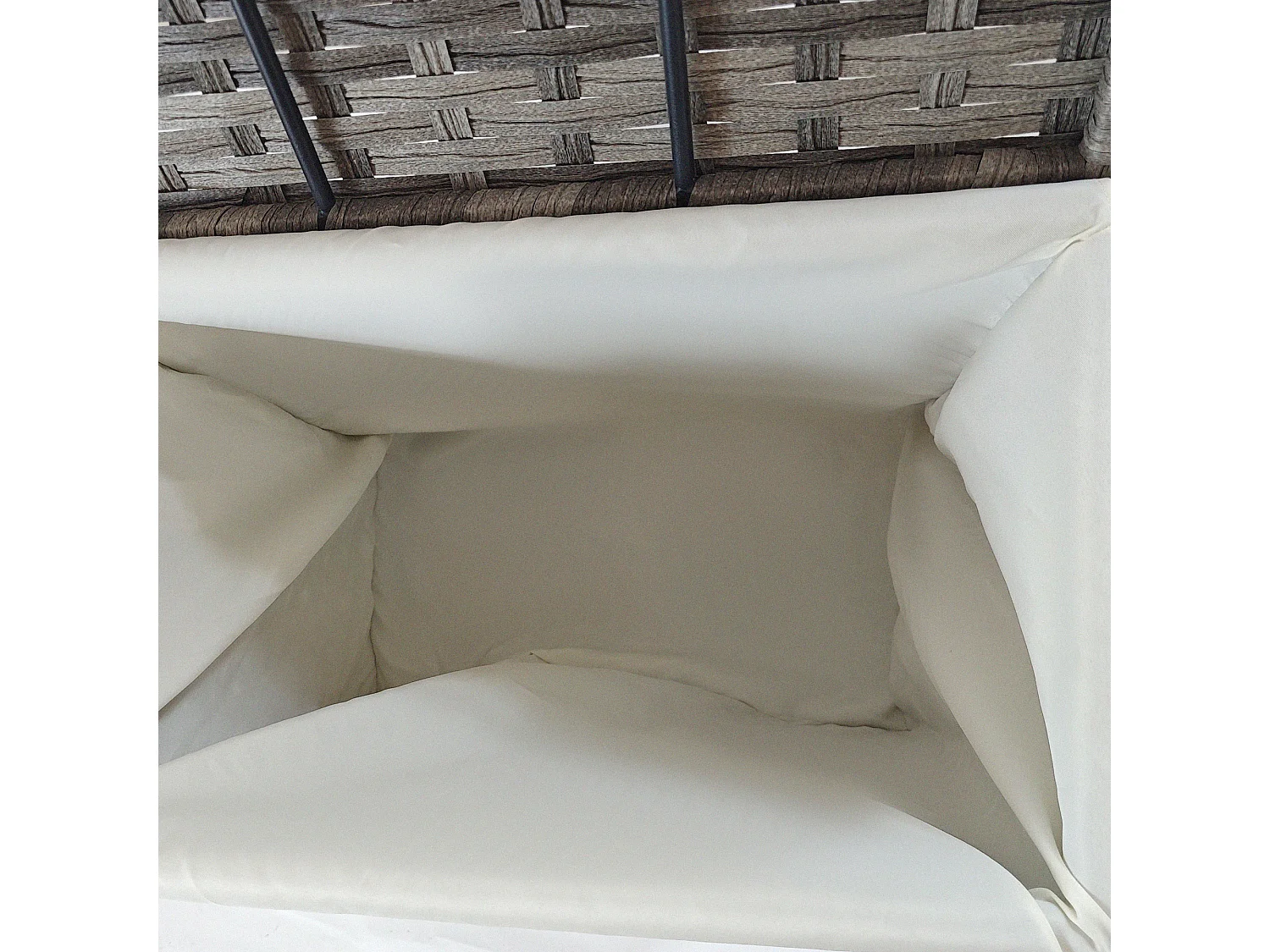 Cesta contenitore da giardino con tessuto in rattan pe grigio