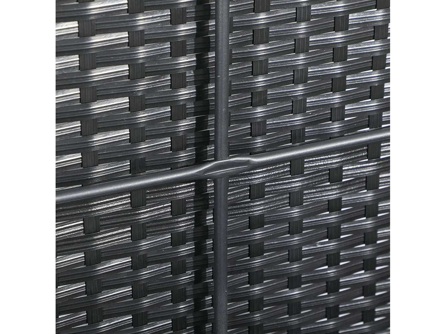 Baule da giardino in rattan e acciaio con coperchio nero