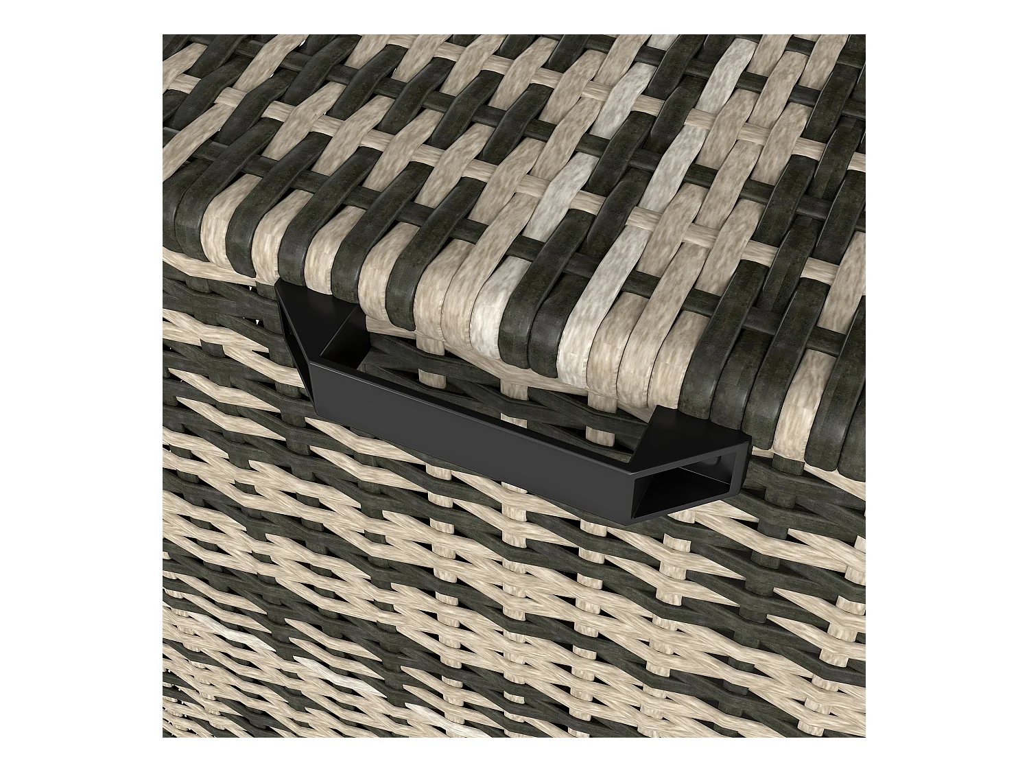 Baule da esterno da 350 litri in rattan pe e acciaio grigio