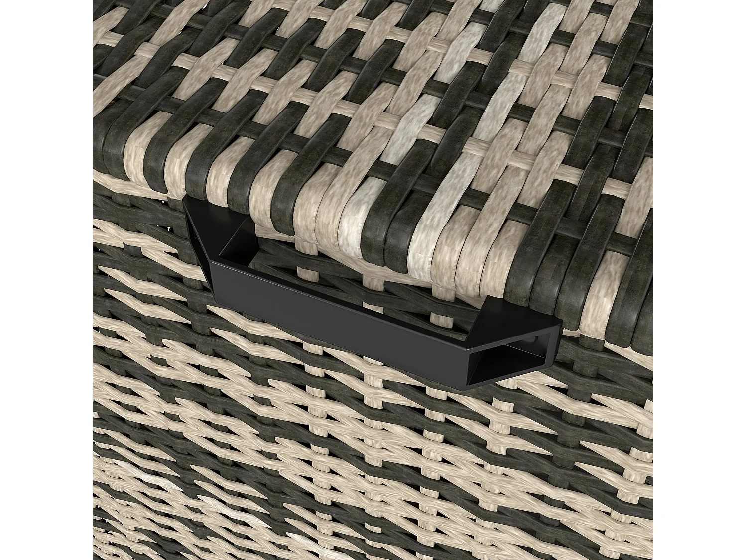 Baule da esterno da 350 litri in rattan pe e acciaio grigio