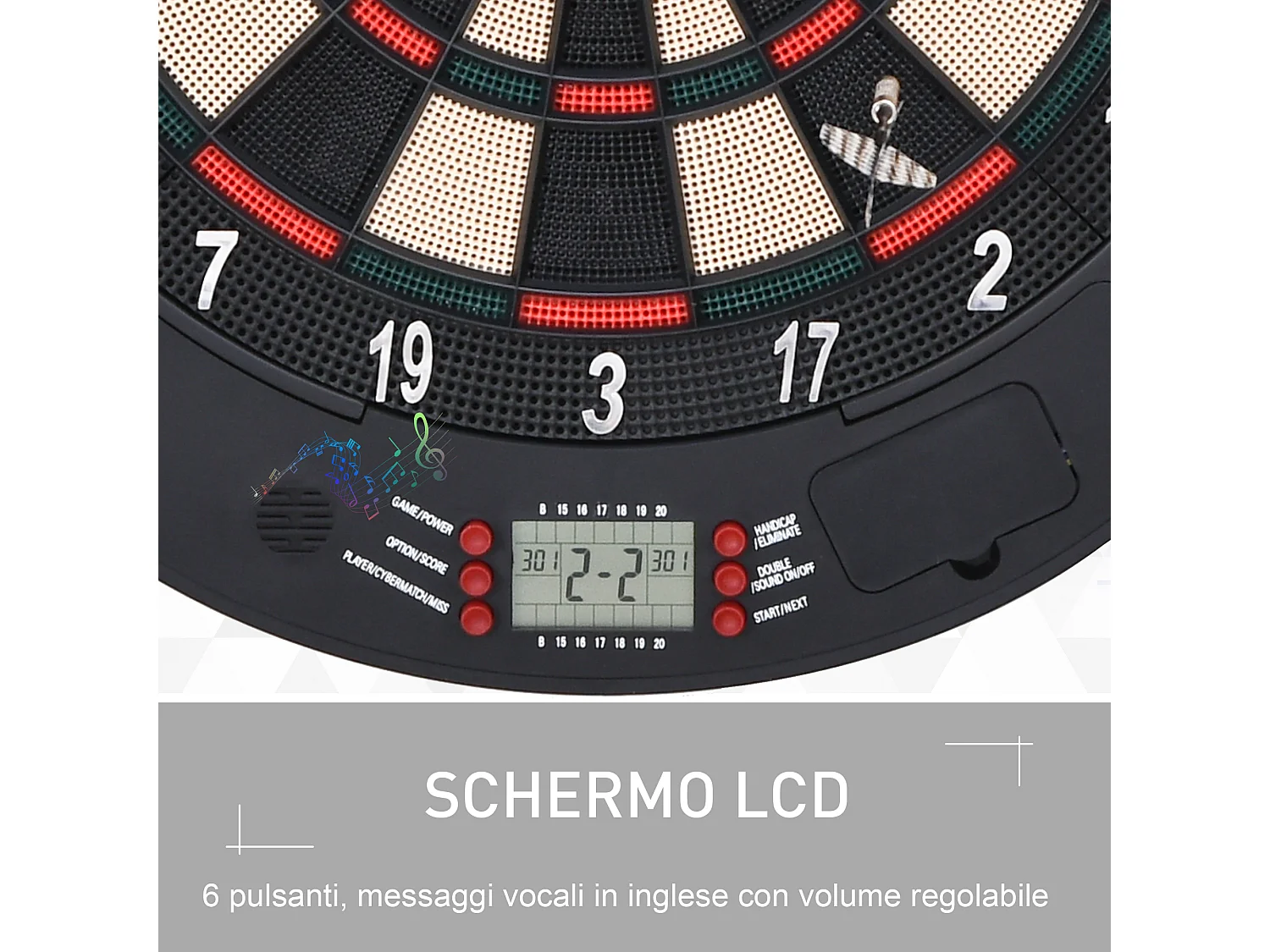 Bersaglio per freccette elettronico per 8 giocatori