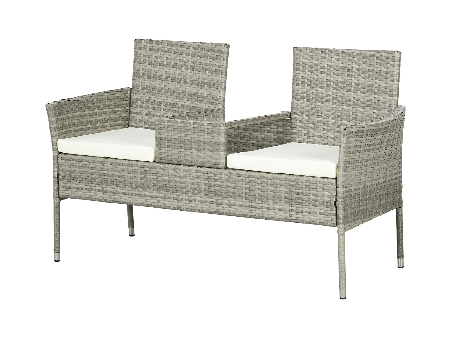 Divanetto per esterni 2 posti con tavolino da caffè centrale