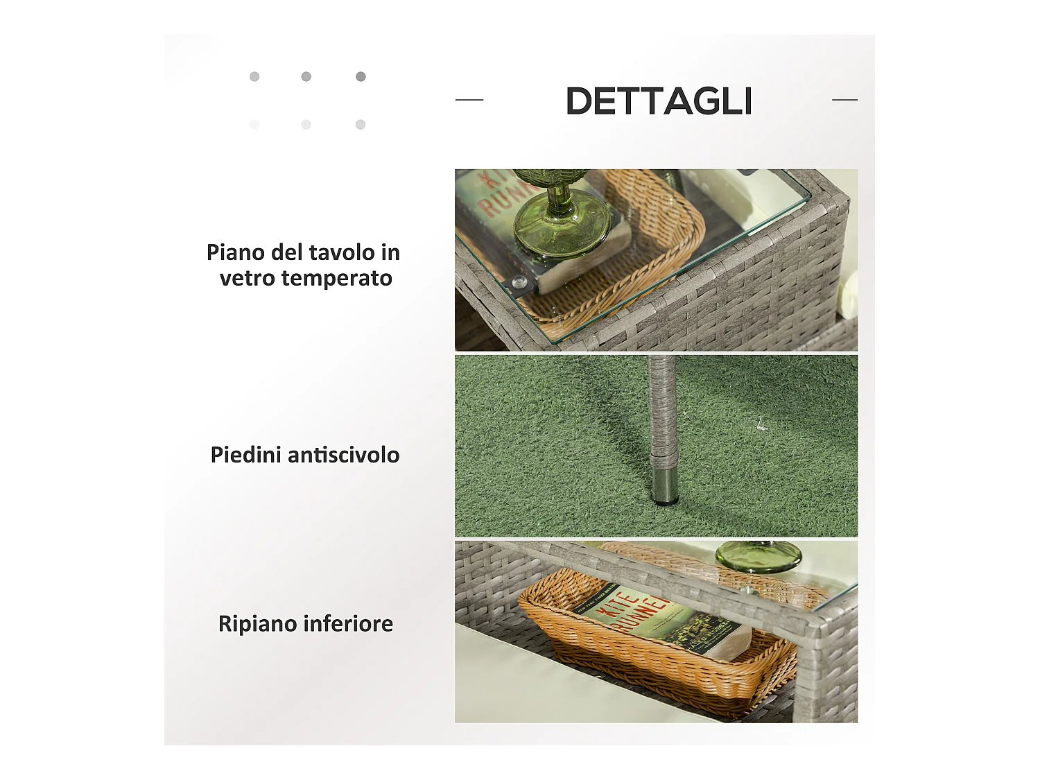Divanetto per esterni 2 posti con tavolino da caffè centrale