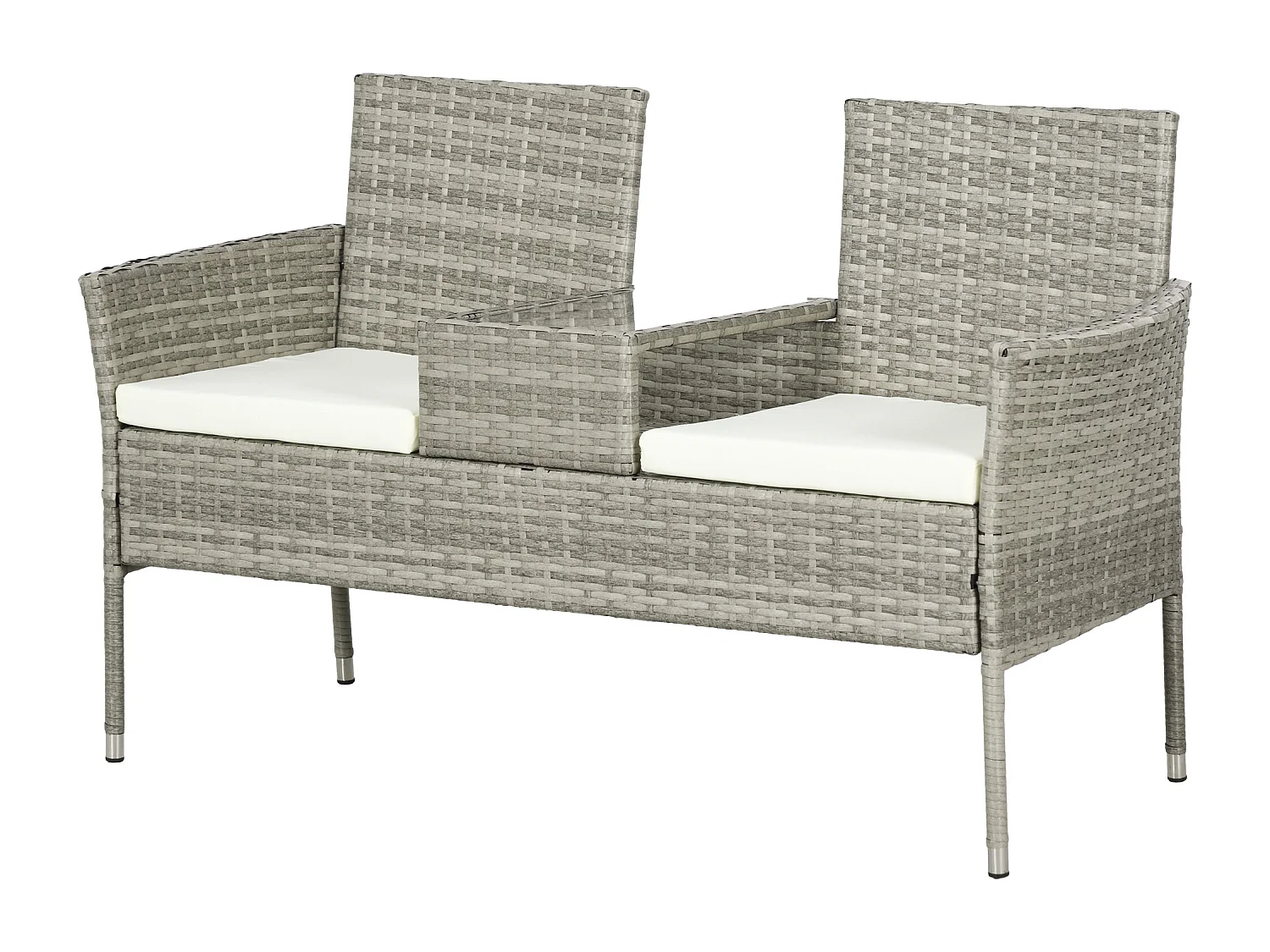 Divanetto per esterni 2 posti con tavolino da caffè centrale