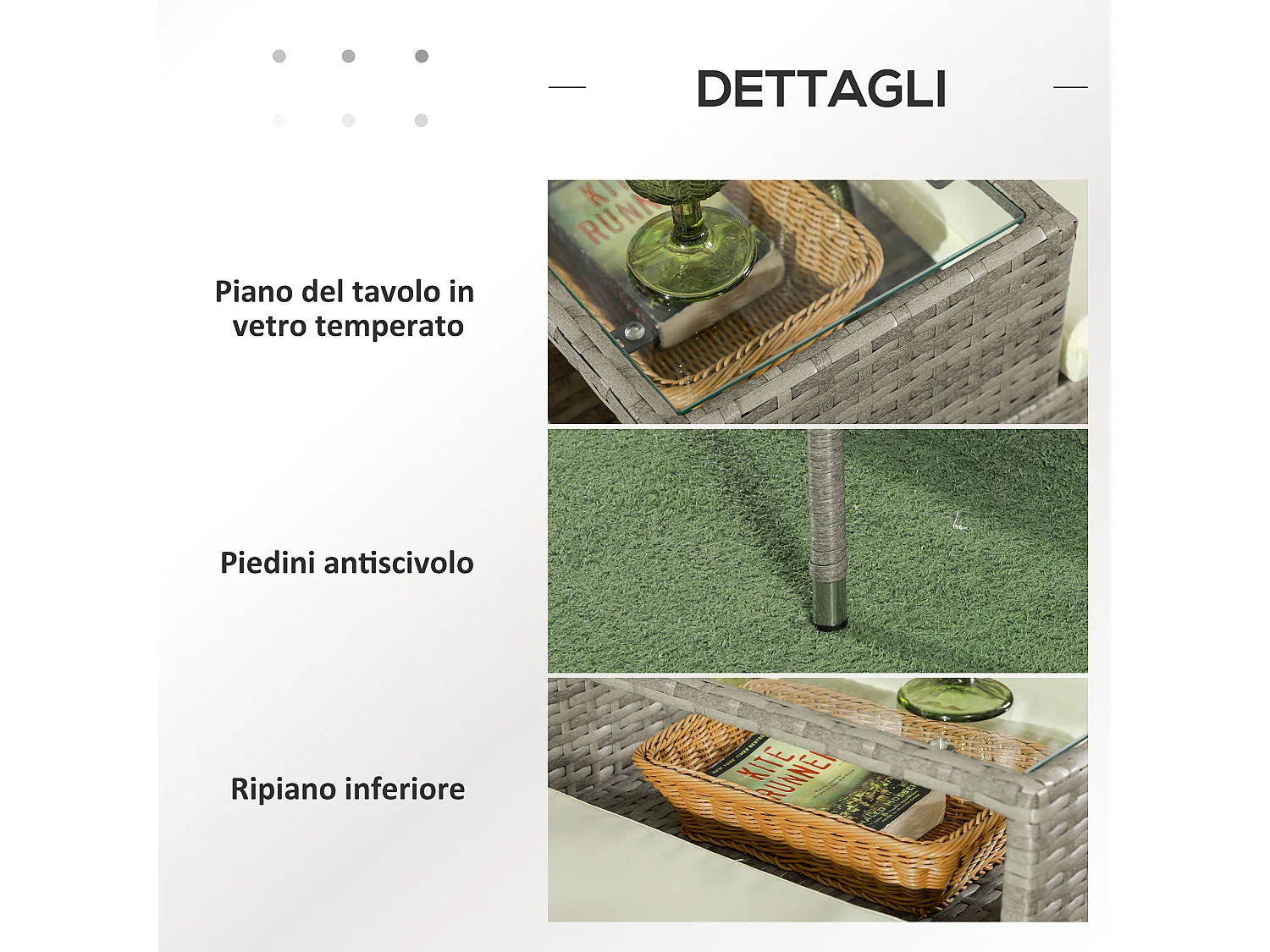 Divanetto per esterni 2 posti con tavolino da caffè centrale