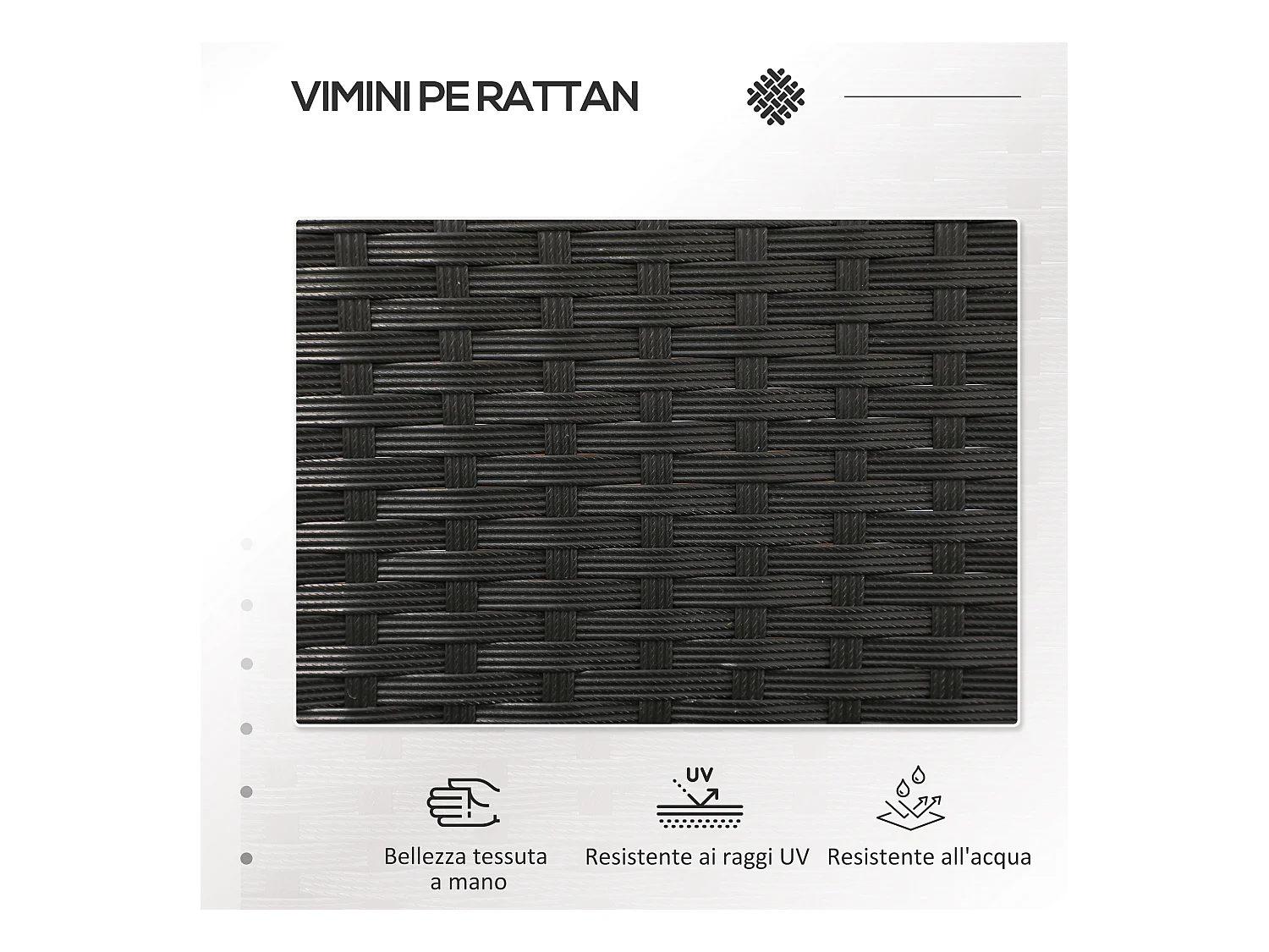 Divanetto per esterni 2 posti con tavolino da caffè centrale nero