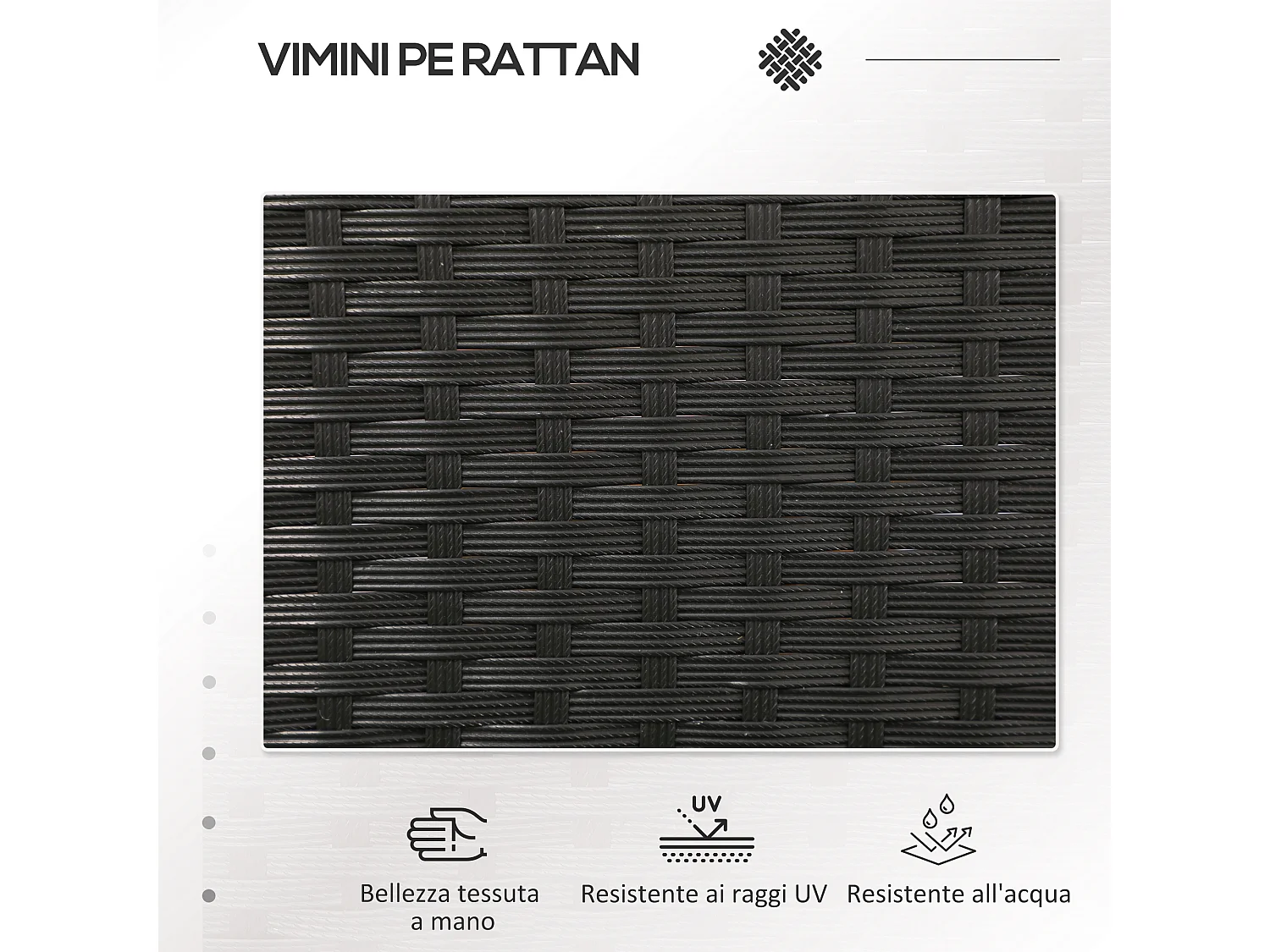 Divanetto per esterni 2 posti con tavolino da caffè centrale nero