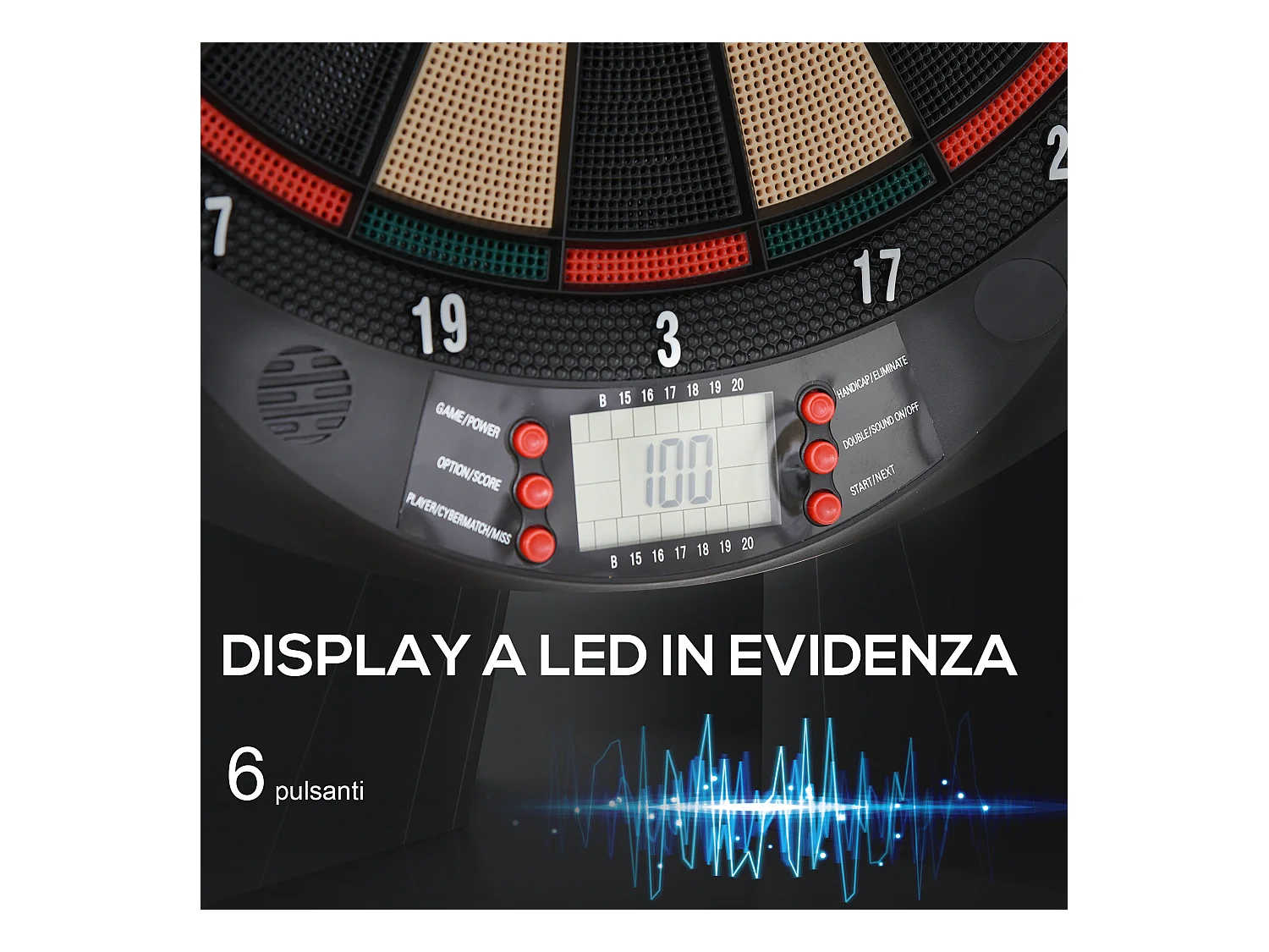 Bersaglio a freccette elettronico con 6 freccette nero