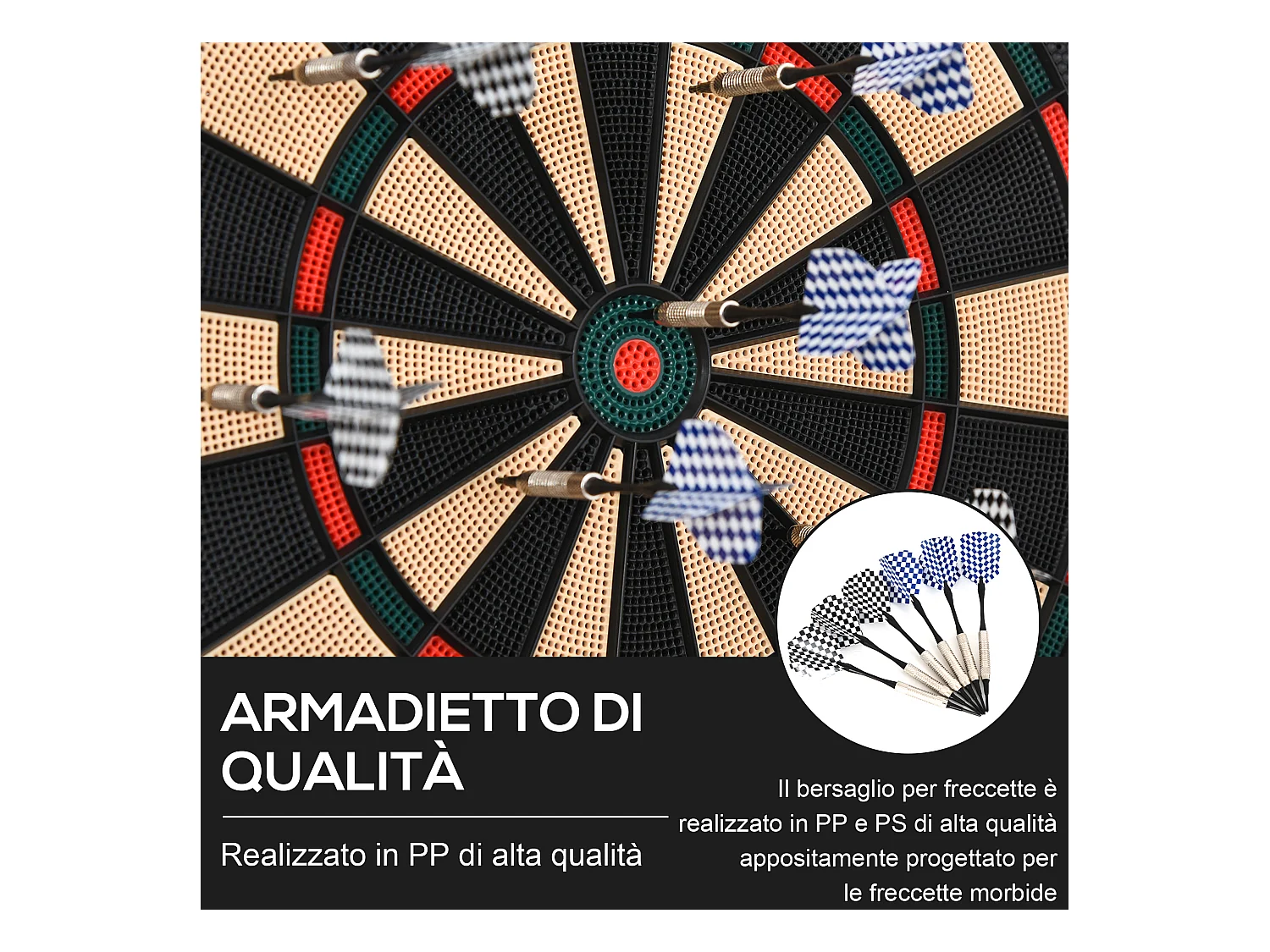 Bersaglio a freccette elettronico con 6 freccette nero