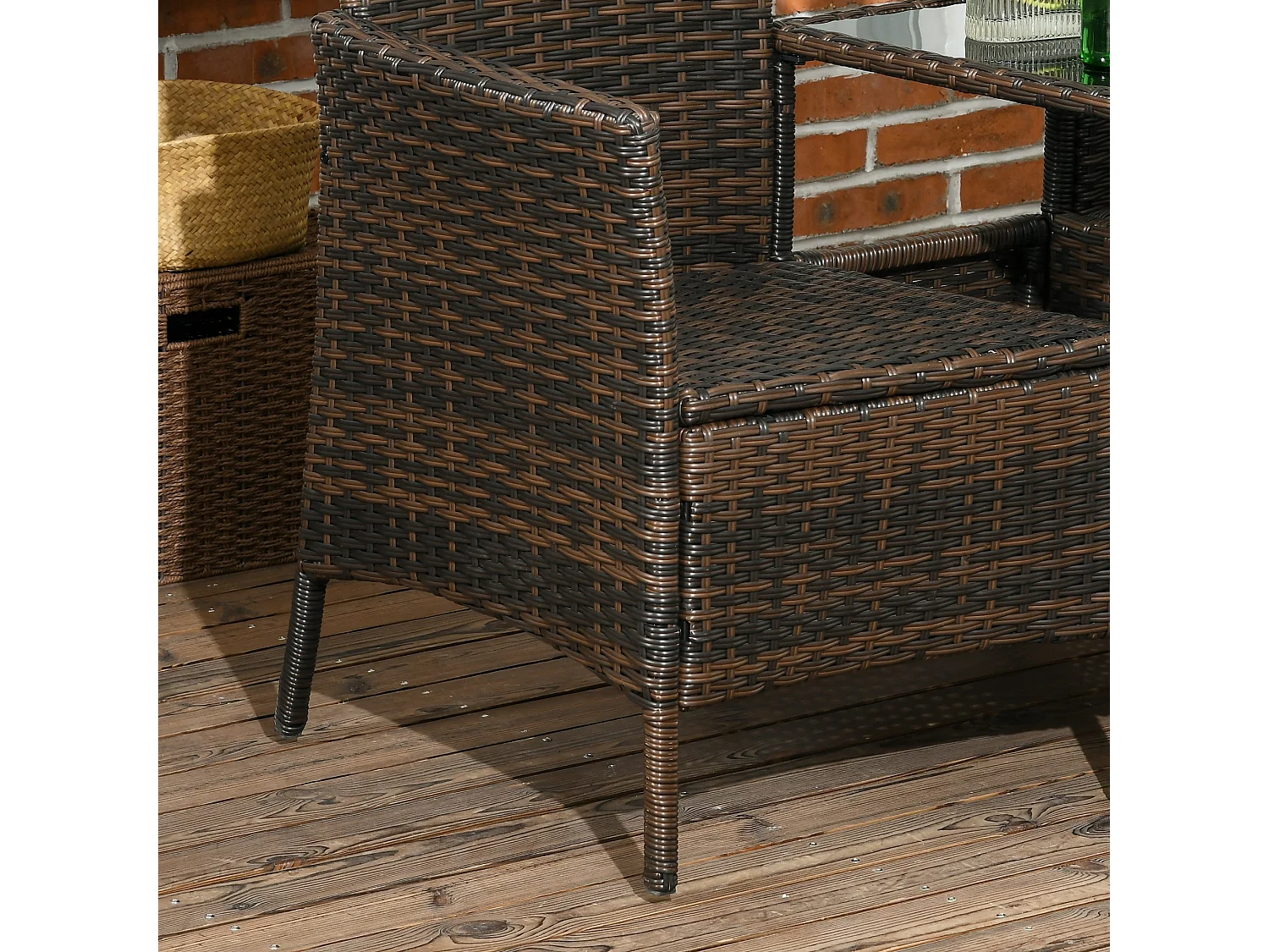 Set da giardino in rattan con 2 sedie e tavolino da caffè marrone