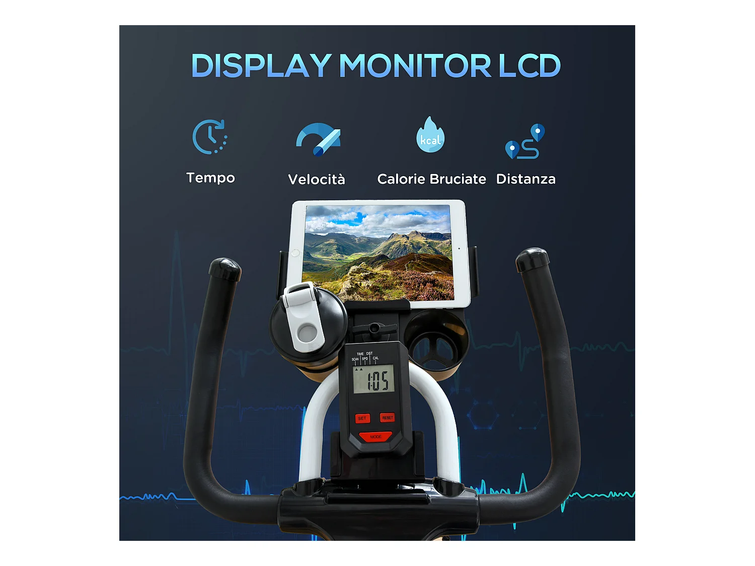 Cyclette professionale cyclette da camera regolabile con volano 8kg