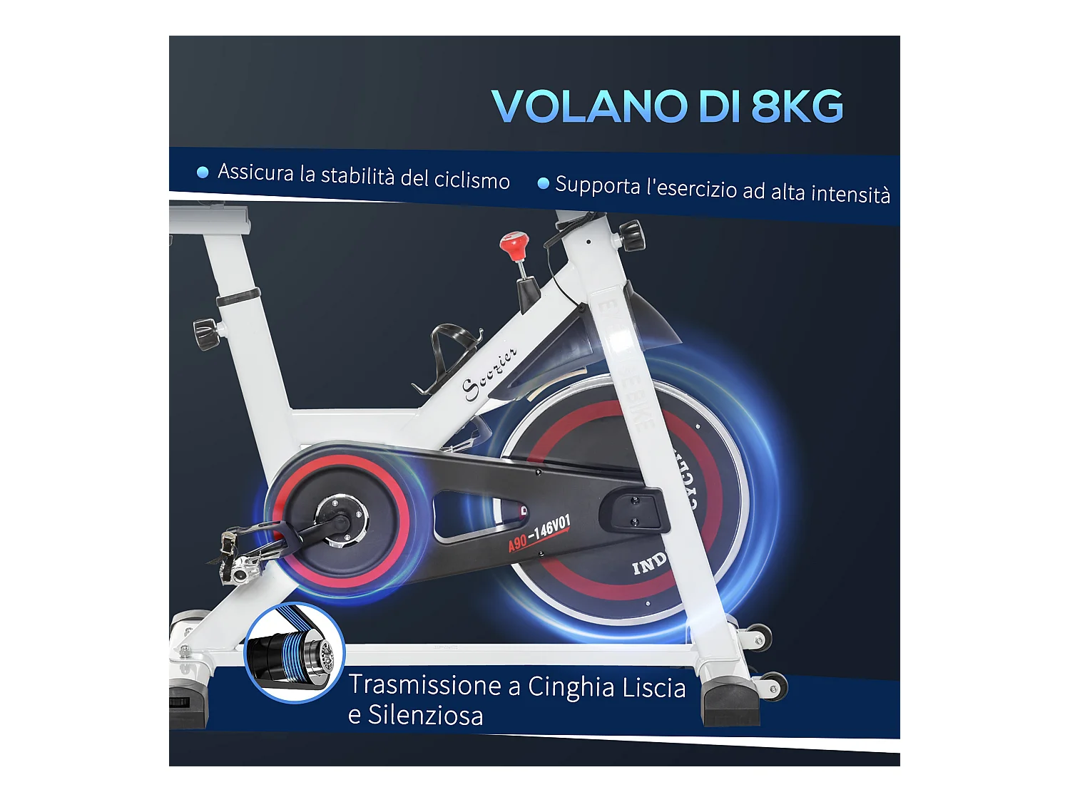 Cyclette professionale cyclette da camera regolabile con volano 8kg