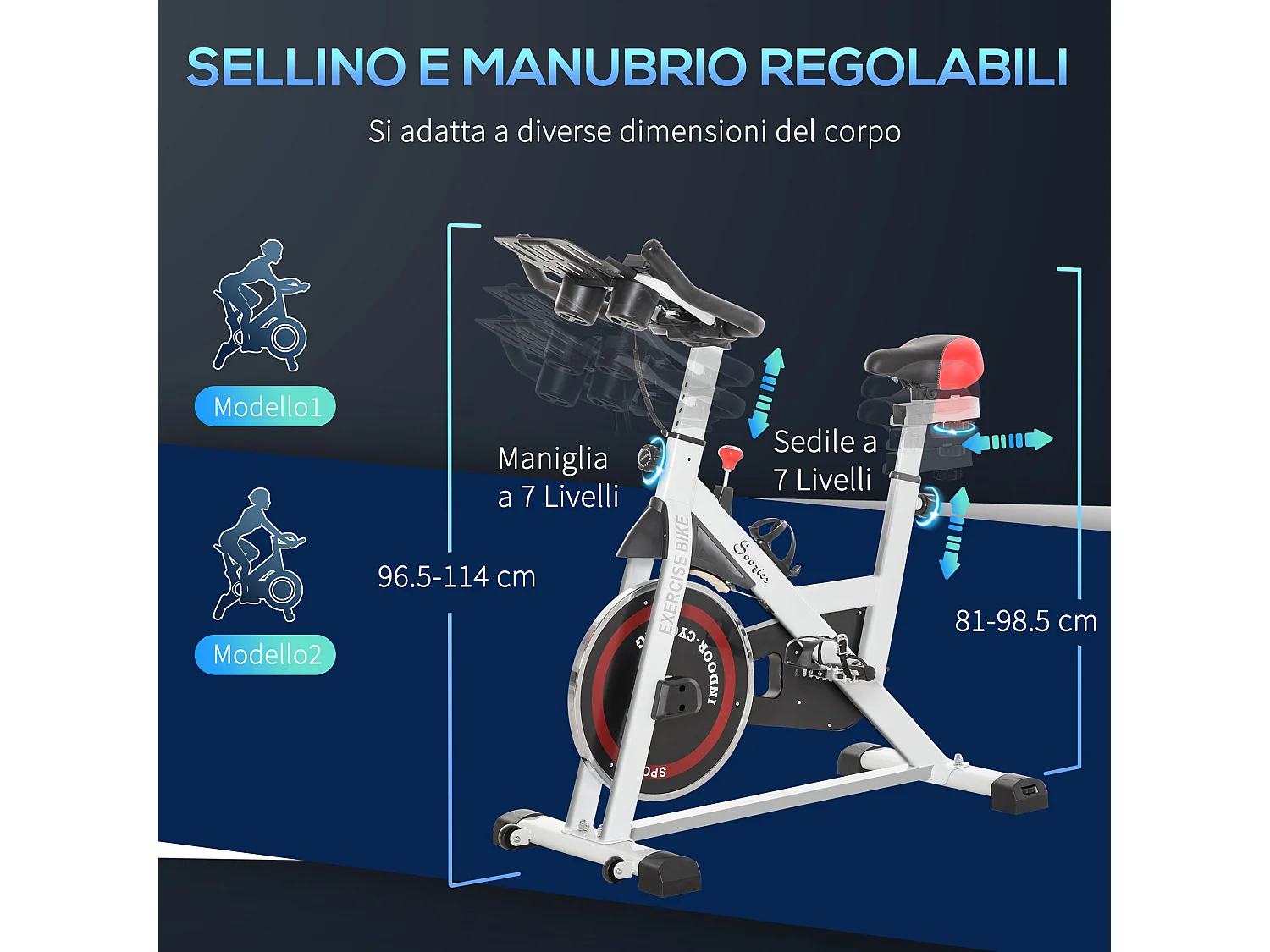 Cyclette professionale cyclette da camera regolabile con volano 8kg
