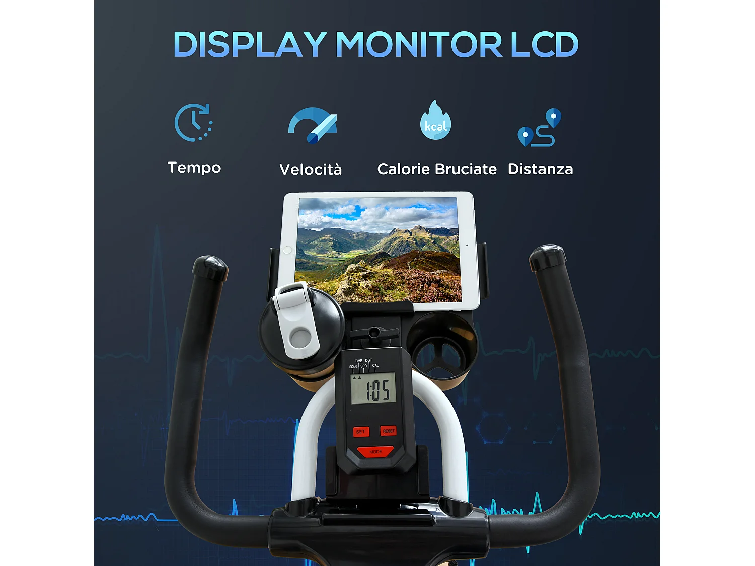 Cyclette professionale cyclette da camera regolabile con volano 8kg