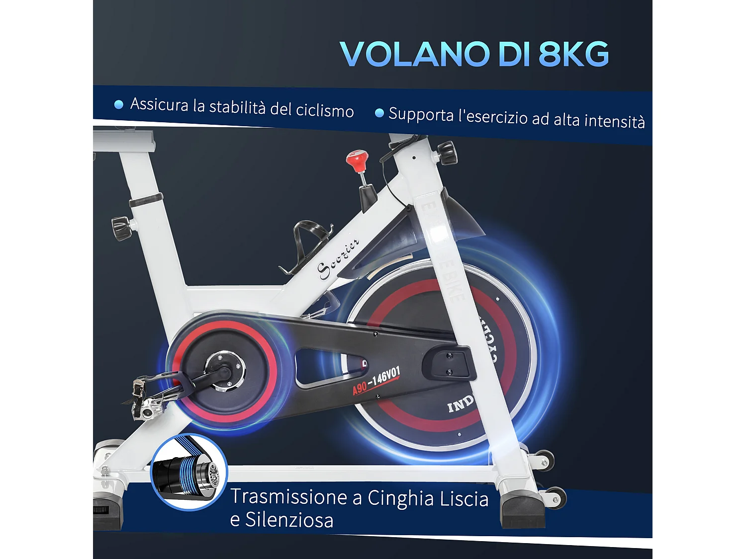 Cyclette professionale cyclette da camera regolabile con volano 8kg